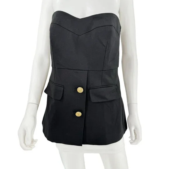 Tuckernuck NEW Black Noir Marnie Strapless Preppy Top Size Small - Picture 4 of 8